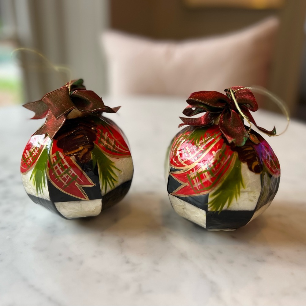MacKenzie-Childs Capiz Ball Ornaments, Set of Two